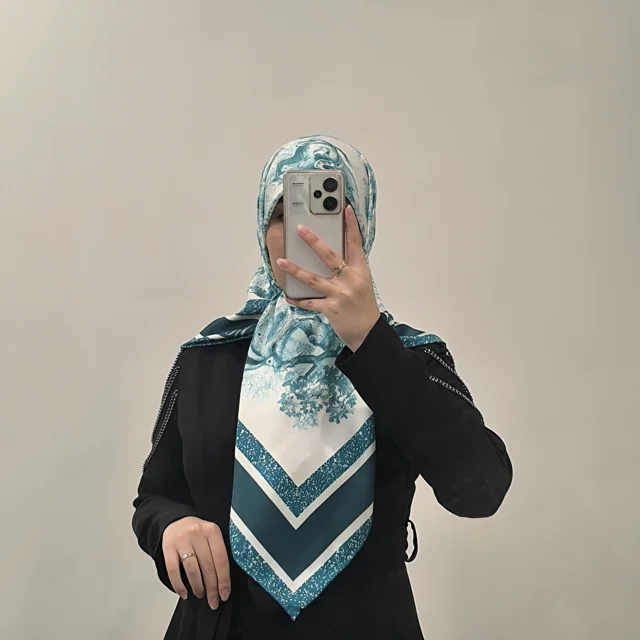 روسری ابریشم توییل آسادخت - کد 1018